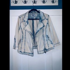 Acid wash moto jean jacket